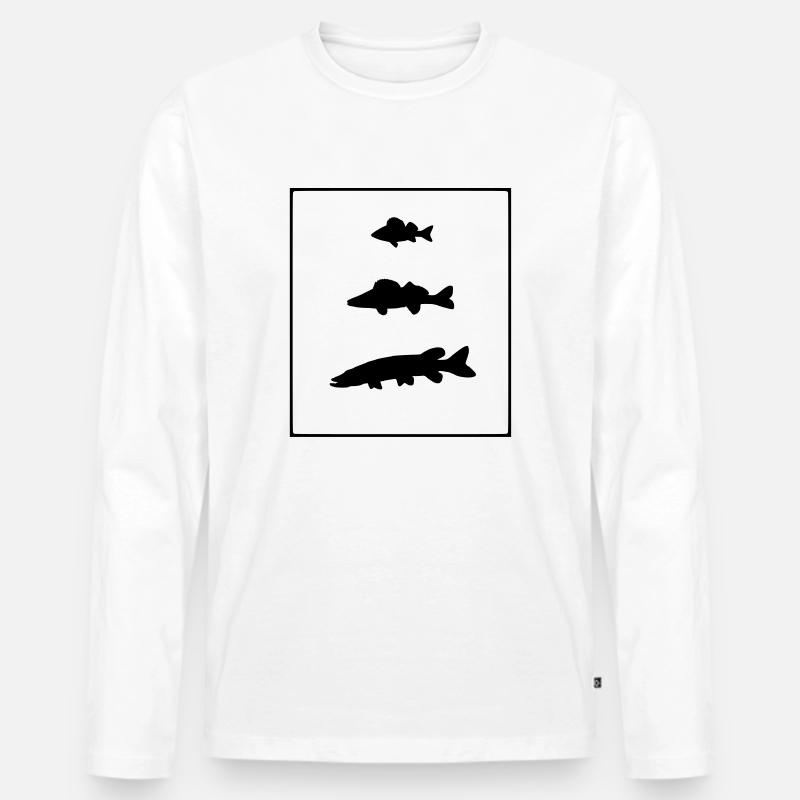 Perche,sandre,brochet - Männer Premium Bio Langarmshirt - Weiß