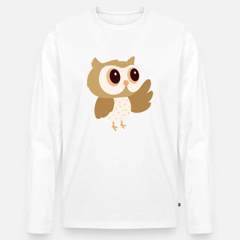 Süße Eule - Männer Premium Bio Langarmshirt - Weiß