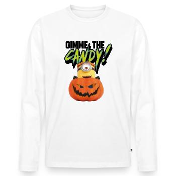 Minions Stuart Gimme The Candy - Men's Premium Organic Long Sleeve Shirt - white - Front - Nico (187cm)