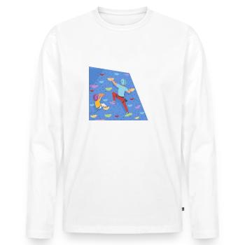Wall Climbing Bouldering - Men's Premium Organic Long Sleeve Shirt - white - Front - Nico (187cm)
