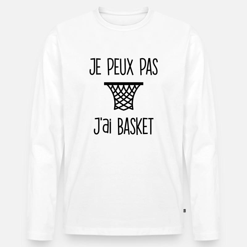Tee Basket Spaß 🏀 - Männer Premium Bio Langarmshirt - Weiß