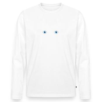 Visage design good vibes hello - T-shirt manches longues Premium bio Homme - blanc - Devant - Nico (187cm)