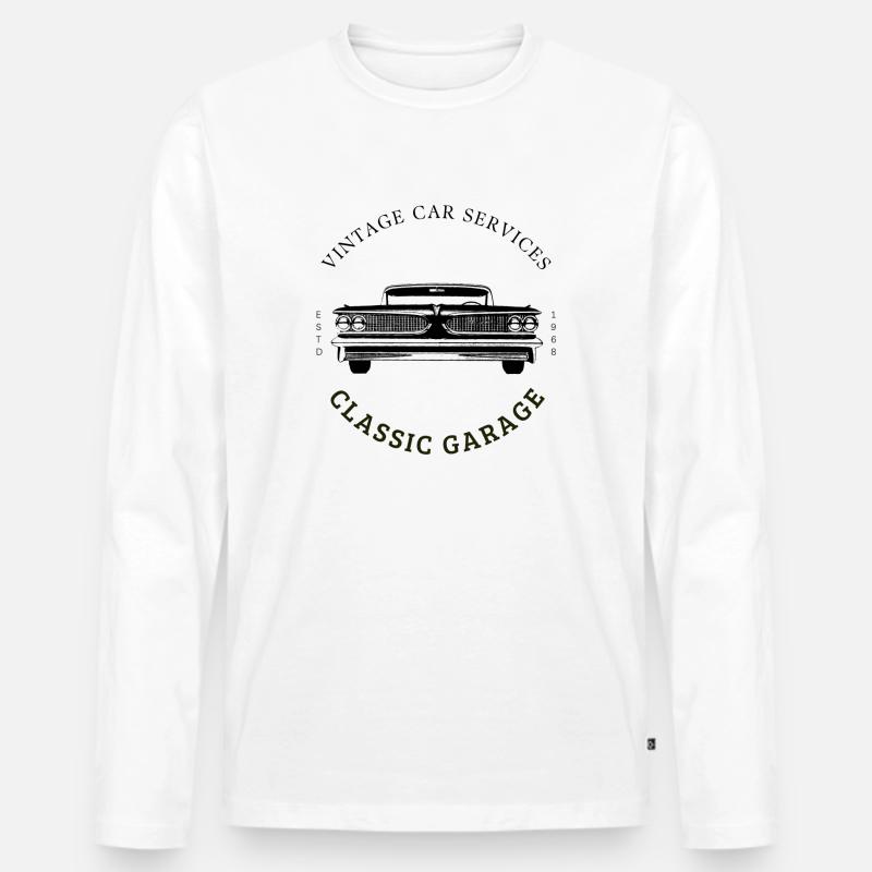Oldtimer Auto Services Logo - Männer Premium Bio Langarmshirt - Weiß