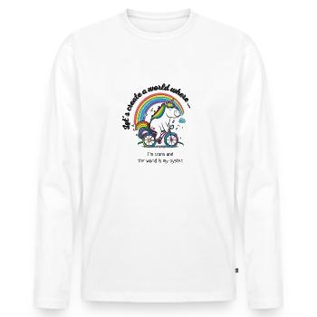 Lets create a world where ... I'm trans - Männer Premium Bio Langarmshirt - Weiß - Vorne - Nico (187cm)
