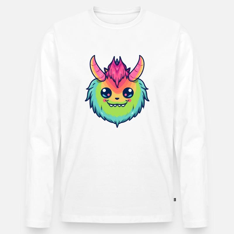 Netter Dämon des Pride-Monats - Männer Premium Bio Langarmshirt - Weiß