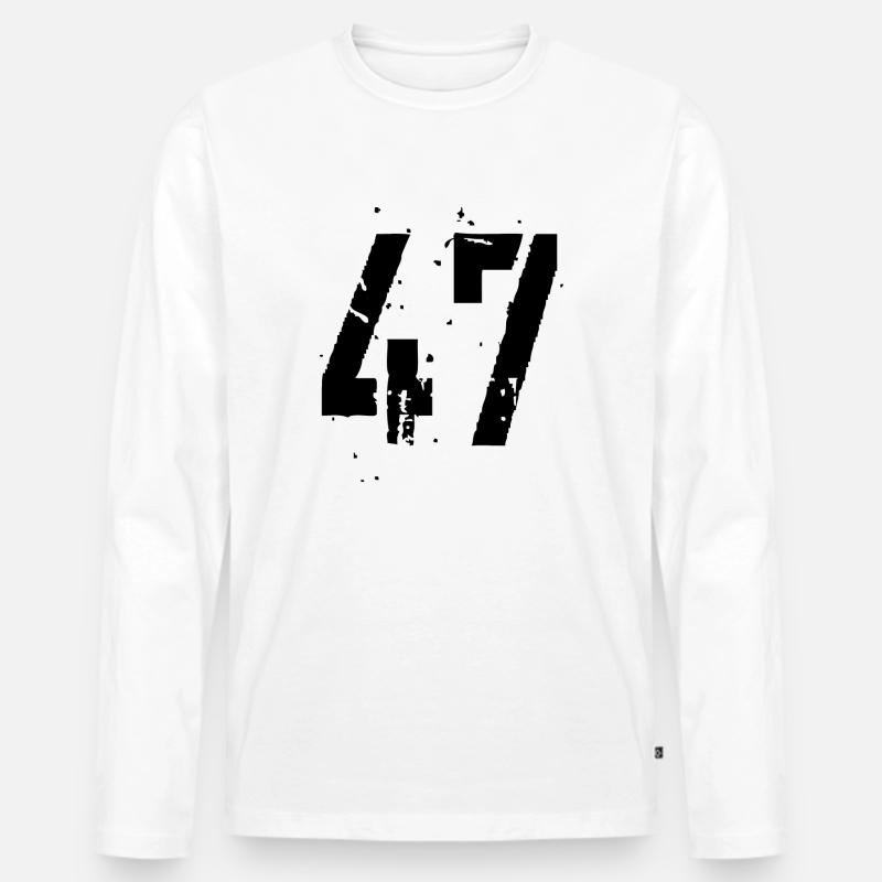 47 Nummer 47 - Männer Premium Bio Langarmshirt - Weiß