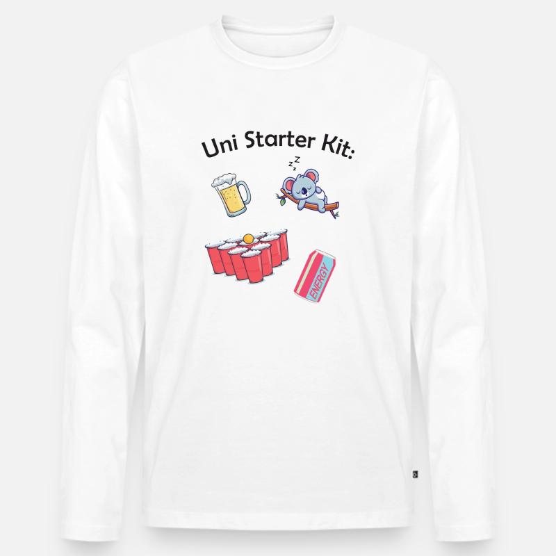 Uni Starterpack - Männer Premium Bio Langarmshirt - Weiß
