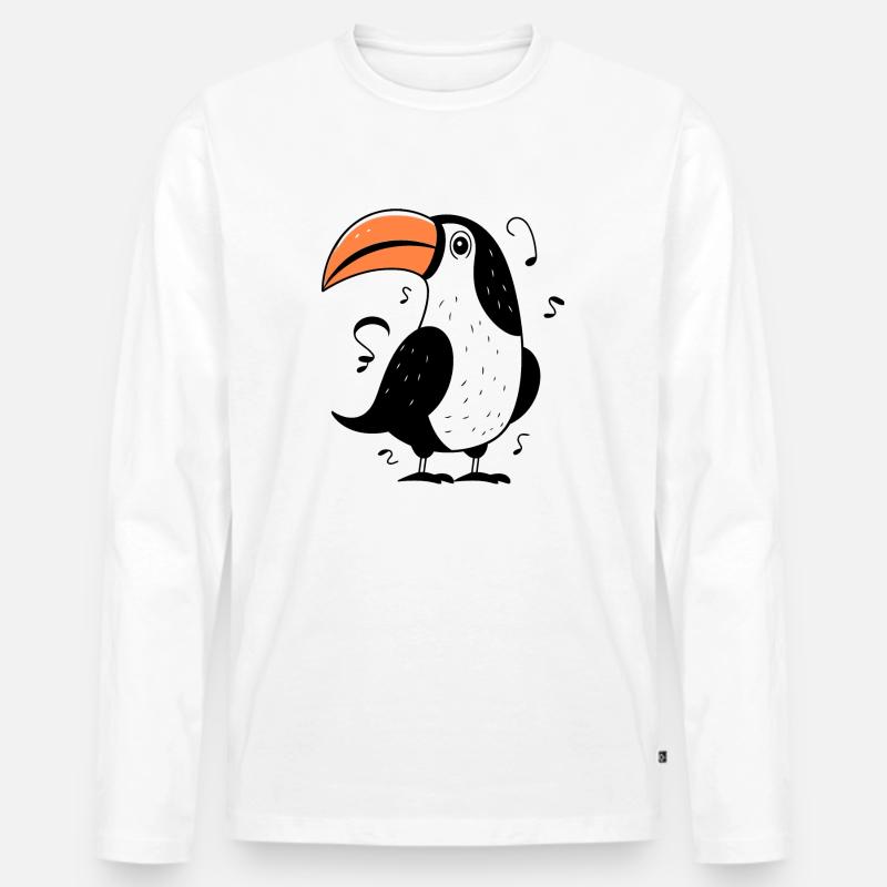 Tukan Comic - Männer Premium Bio Langarmshirt - Weiß