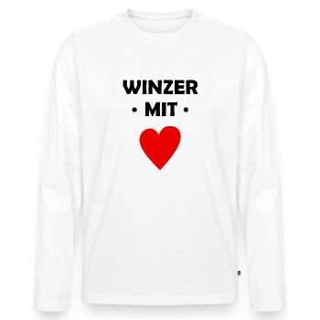 Winzer mit Herz - Männer Premium Bio Langarmshirt - Weiß - Vorne - Nico (187cm)