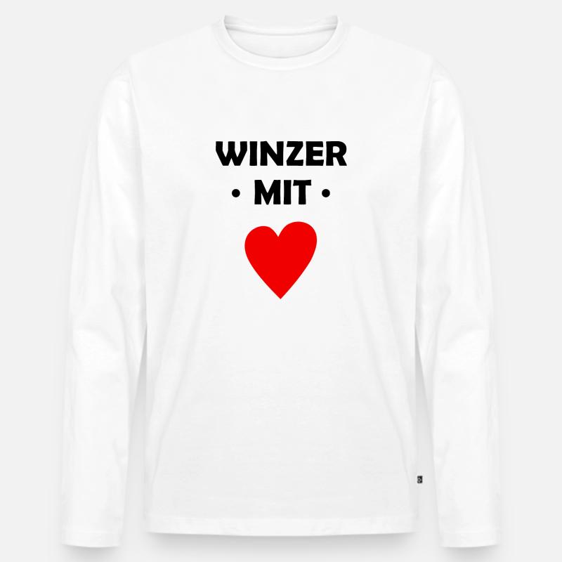 Winzer mit Herz - Männer Premium Bio Langarmshirt - Weiß