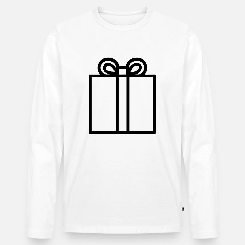 Kleine Geschenkbox - Männer Premium Bio Langarmshirt - Weiß