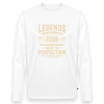 Des légendes sont nées en 2008 - T-shirt manches longues Premium bio Homme - blanc - Devant - Nico (187cm)