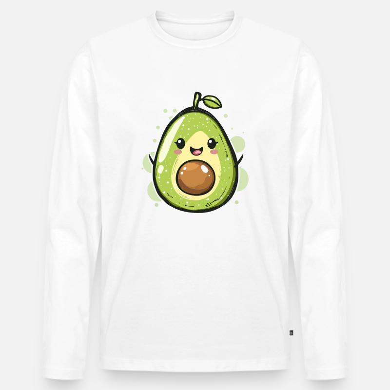 Avocado Comic Design - Männer Premium Bio Langarmshirt - Weiß