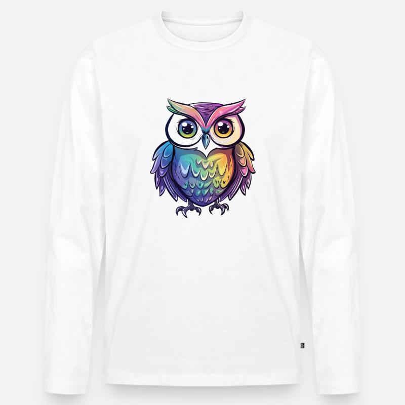 Niedliche Eule Kawaii Maskottchen - Männer Premium Bio Langarmshirt - Weiß