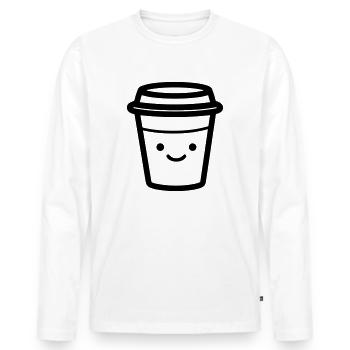 Kaffeebecher - Männer Premium Bio Langarmshirt - Weiß - Vorne - Nico (187cm)