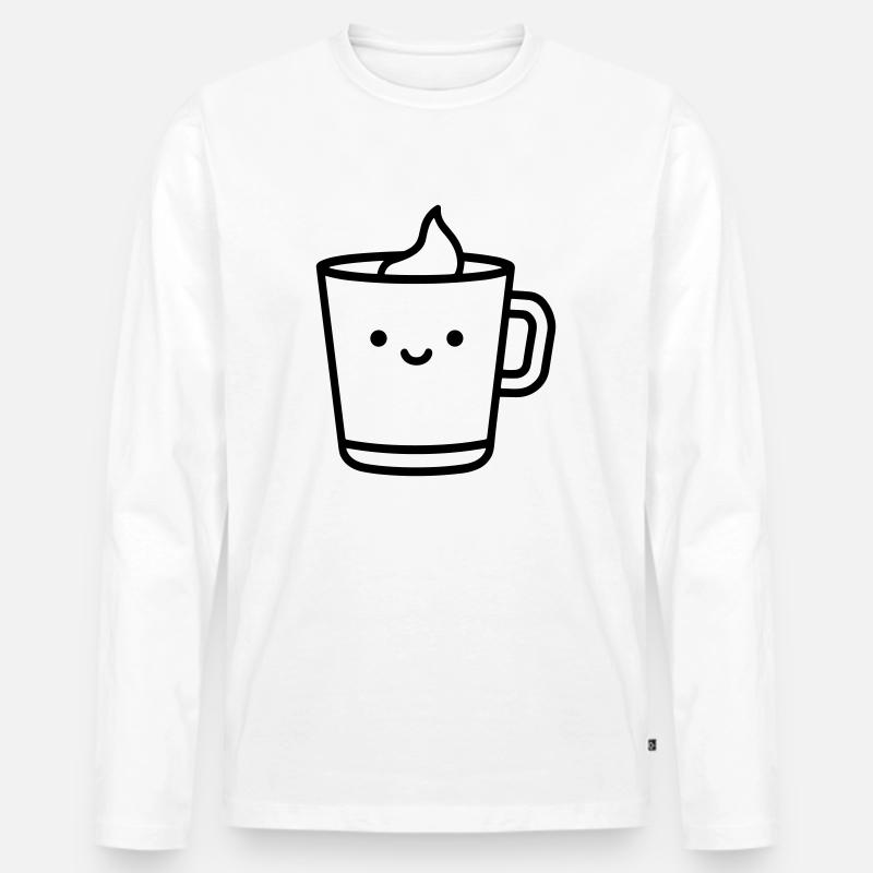 Kaffeebecher - Männer Premium Bio Langarmshirt - Weiß