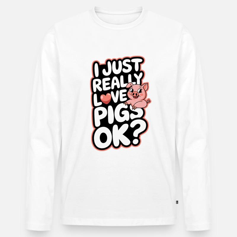 Schwein Tier - Männer Premium Bio Langarmshirt - Weiß