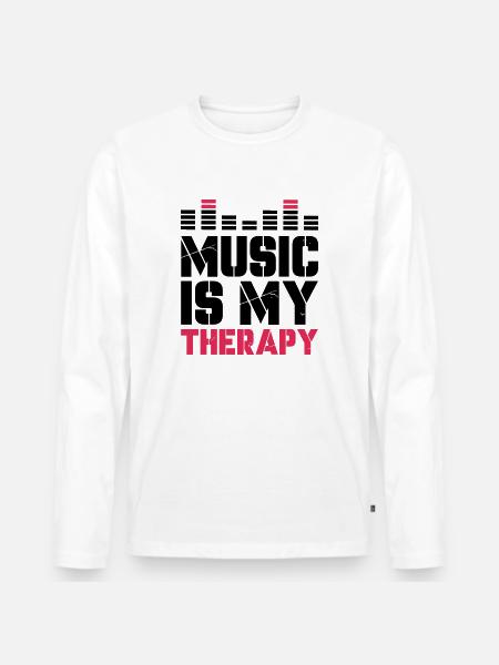 music is my therapy - Men's Premium Organic Long Sleeve Shirt - white