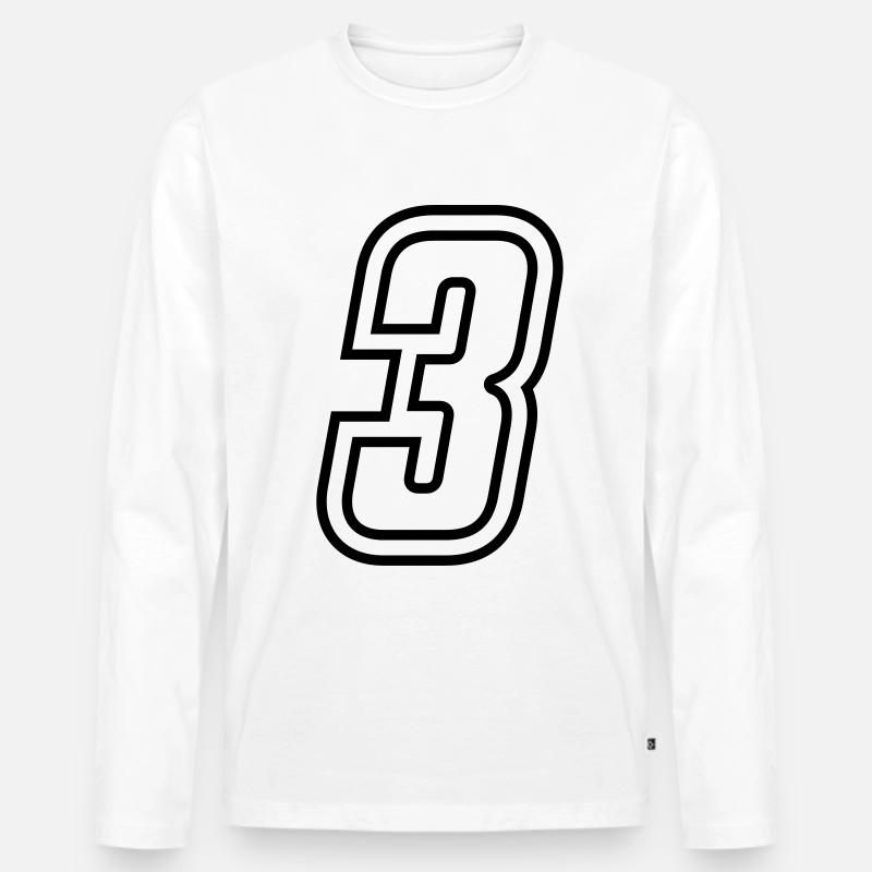 3 Zahl nummer - Männer Premium Bio Langarmshirt - Weiß