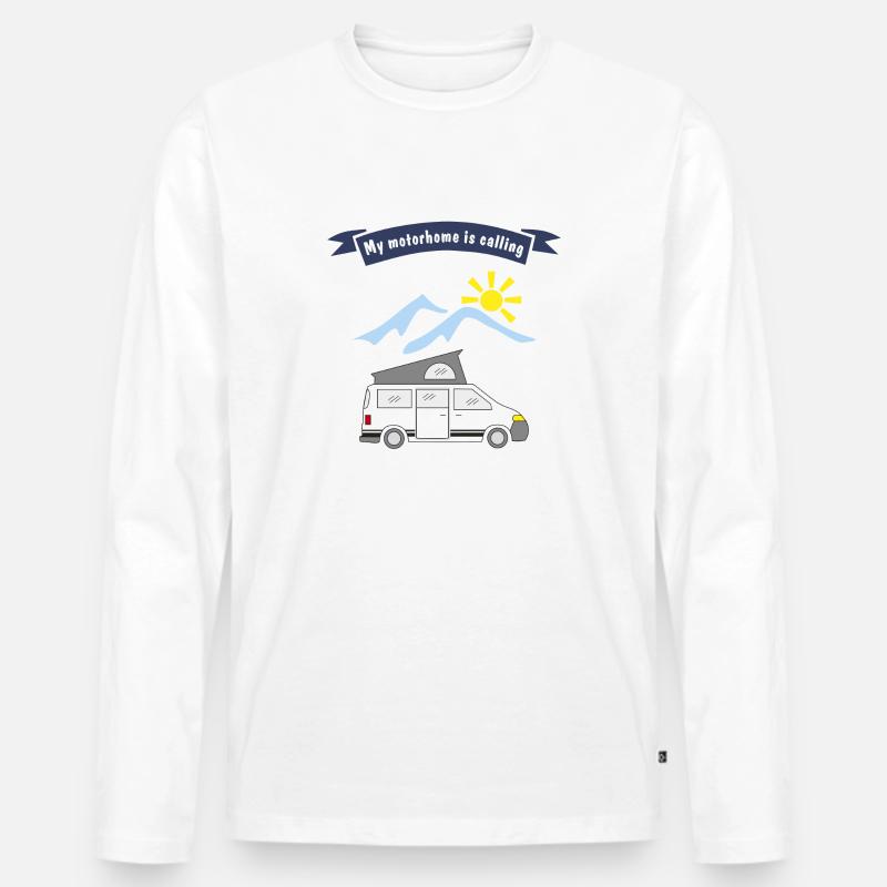motorhome is calling - Männer Premium Bio Langarmshirt - Weiß