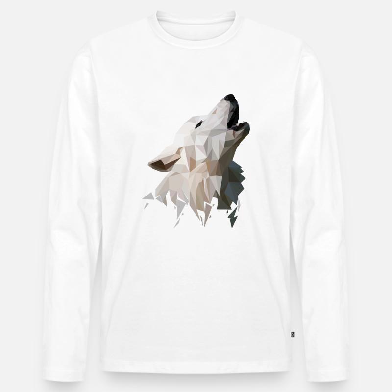 Wolf Polygon Modern - Männer Premium Bio Langarmshirt - undefined