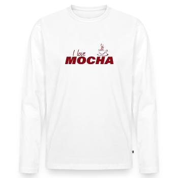 I LOVE MOCHA - Männer Premium Bio Langarmshirt - Weiß - Vorne - Nico (187cm)