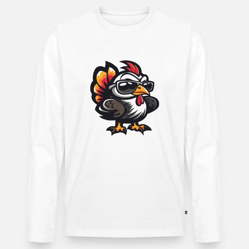 Truthahn Cool Comic - Männer Premium Bio Langarmshirt - Weiß