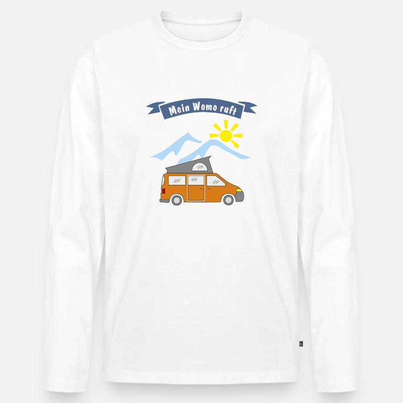 womo ruft campingbus - Männer Premium Bio Langarmshirt - Weiß