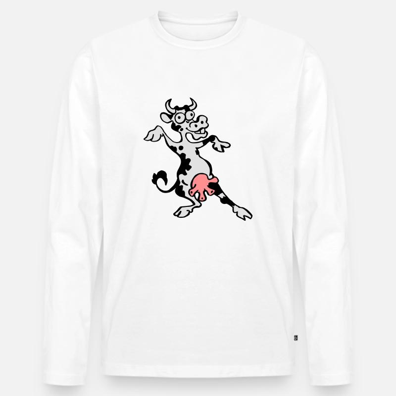 Bekloppte Kuh - Männer Premium Bio Langarmshirt - Weiß