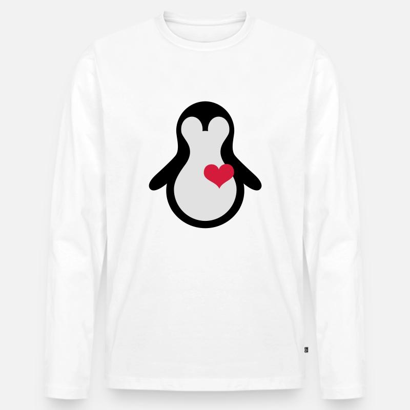 herz_penguin - Männer Premium Bio Langarmshirt - Weiß