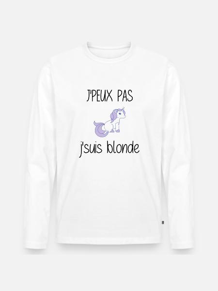 j'peux pas j'suis blonde - T-shirt manches longues Premium bio Homme - blanc