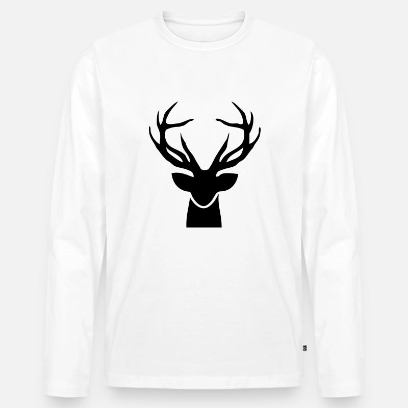 hirsch_kopf_t1 - Männer Premium Bio Langarmshirt - Weiß