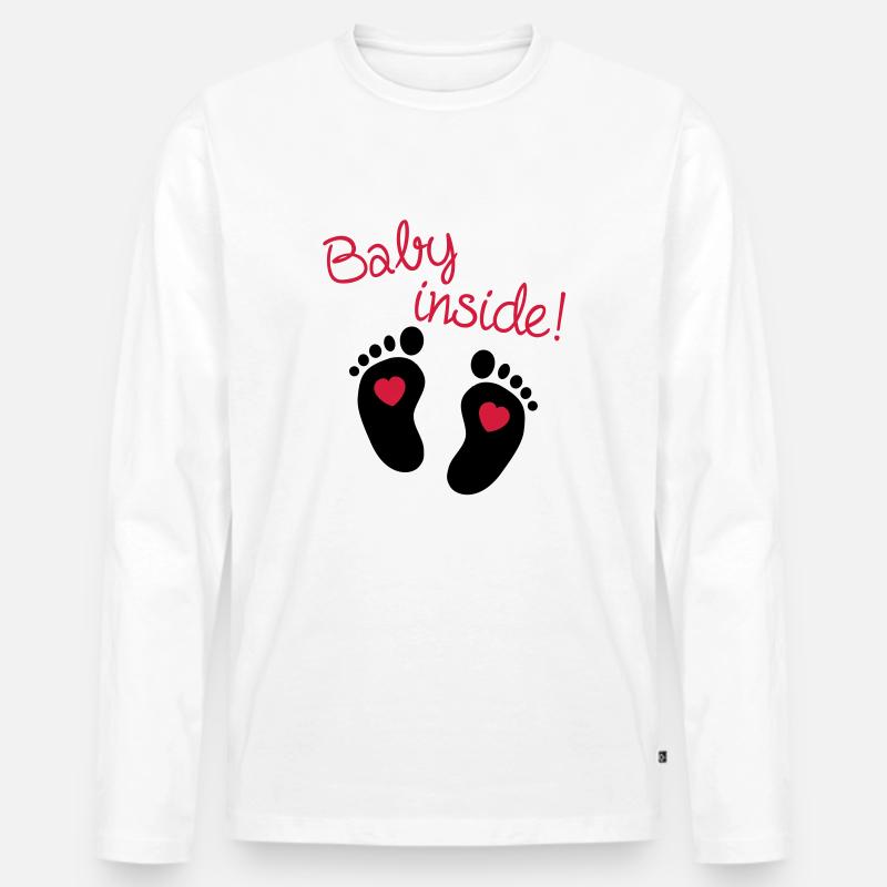 Baby Inside - Männer Premium Bio Langarmshirt - Weiß