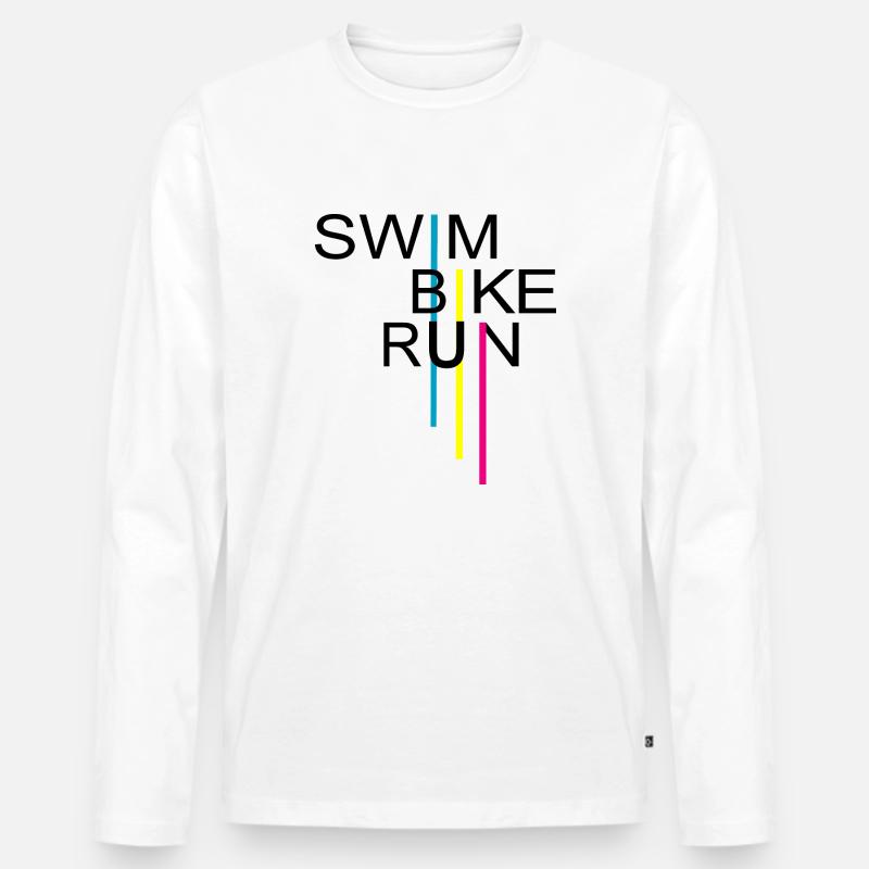 Triathlon - Männer Premium Bio Langarmshirt - Weiß