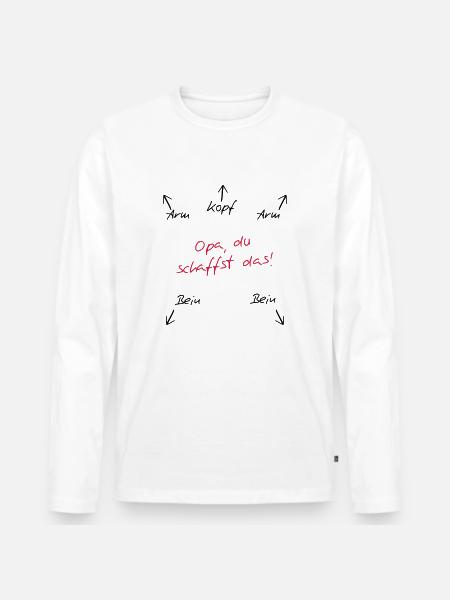Opa du schaffst das - Männer Premium Bio Langarmshirt - Weiß