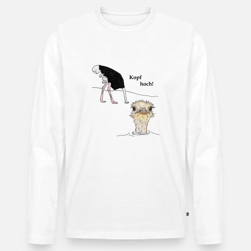 Kopf hoch, Vogel Strauss - Männer Premium Bio Langarmshirt - Weiß