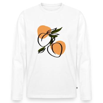 saftige Pfirsiche - Männer Premium Bio Langarmshirt - Weiß - Vorne - Nico (187cm)