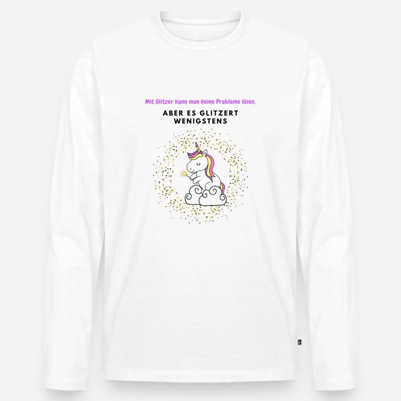 Glitzer - Männer Premium Bio Langarmshirt - Weiß