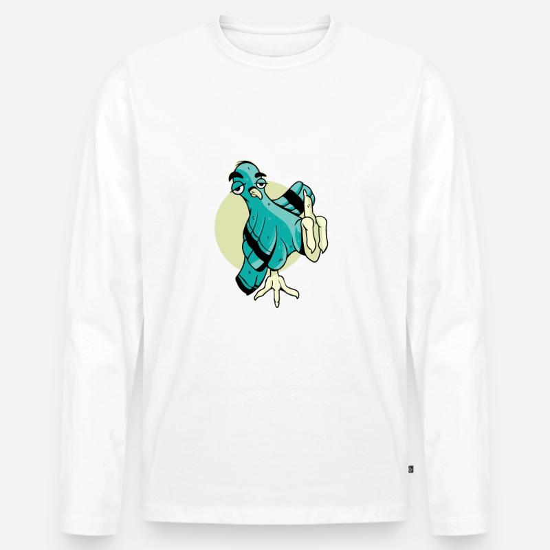 Vogel Vogelfutter Ich muss gar nix cooler Spruch - Männer Premium Bio Langarmshirt - Weiß