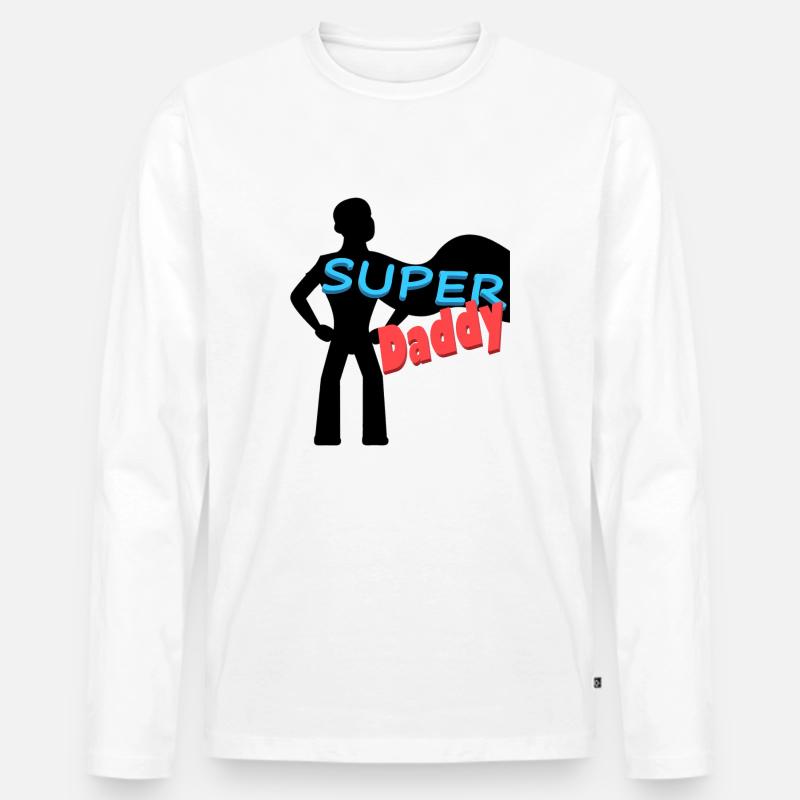 Super Daddy - Männer Premium Bio Langarmshirt - Weiß