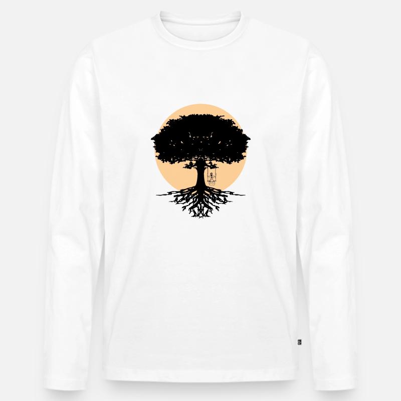 Mädchen schaukelt am Baum - Männer Premium Bio Langarmshirt - Weiß