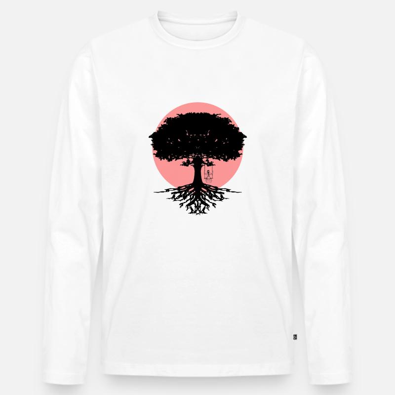 Mädchen schaukelt am Baum - Männer Premium Bio Langarmshirt - Weiß