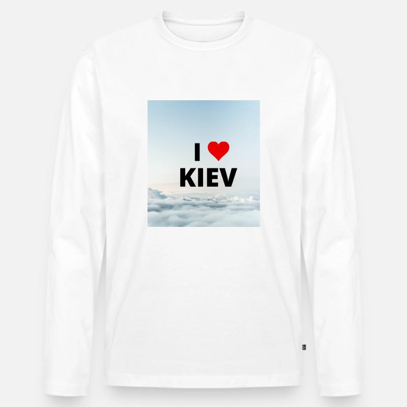 ICH LIEBE KIEW - Männer Premium Bio Langarmshirt - Weiß
