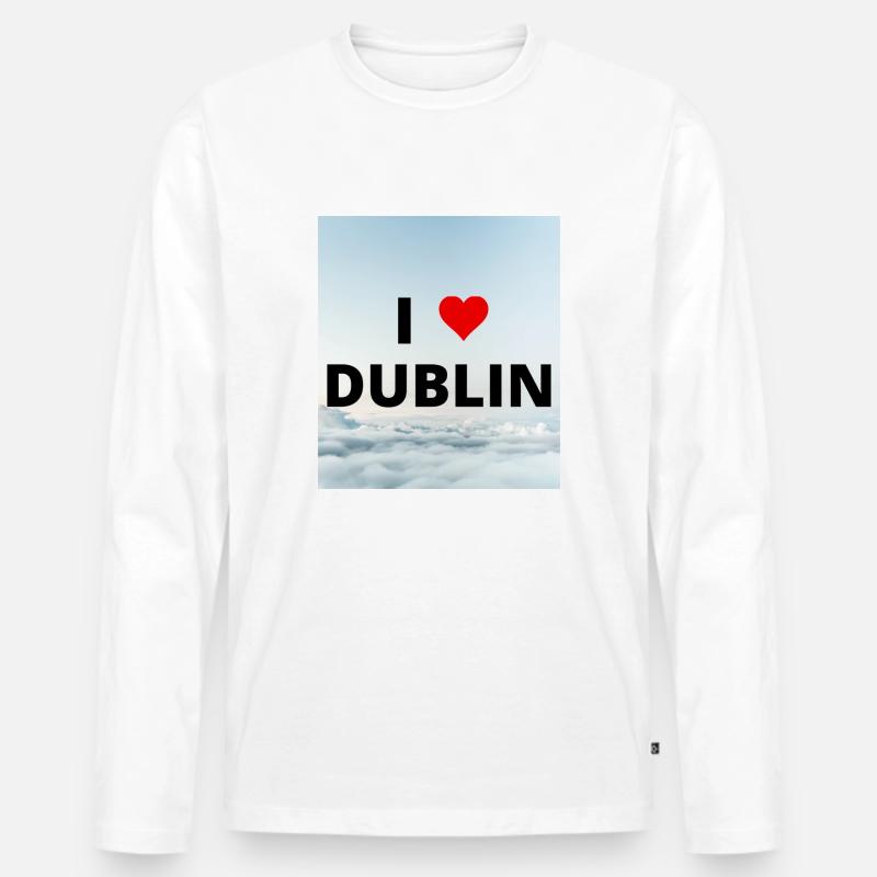 ICH LIEBE DUBLIN - Männer Premium Bio Langarmshirt - Weiß