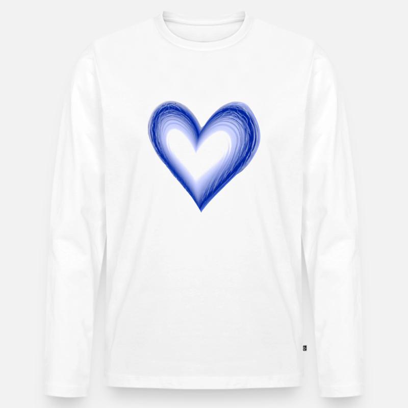 Herz blau Geschenkidee - Männer Premium Bio Langarmshirt - Weiß