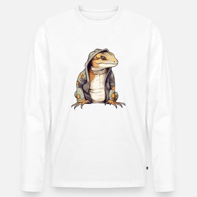 Fijo Salamander - Männer Premium Bio Langarmshirt - Weiß