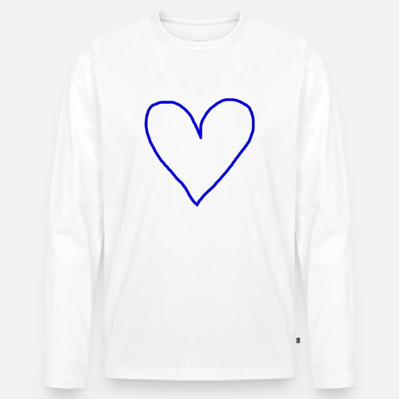 Herz blau Geschenkidee - Männer Premium Bio Langarmshirt - Weiß