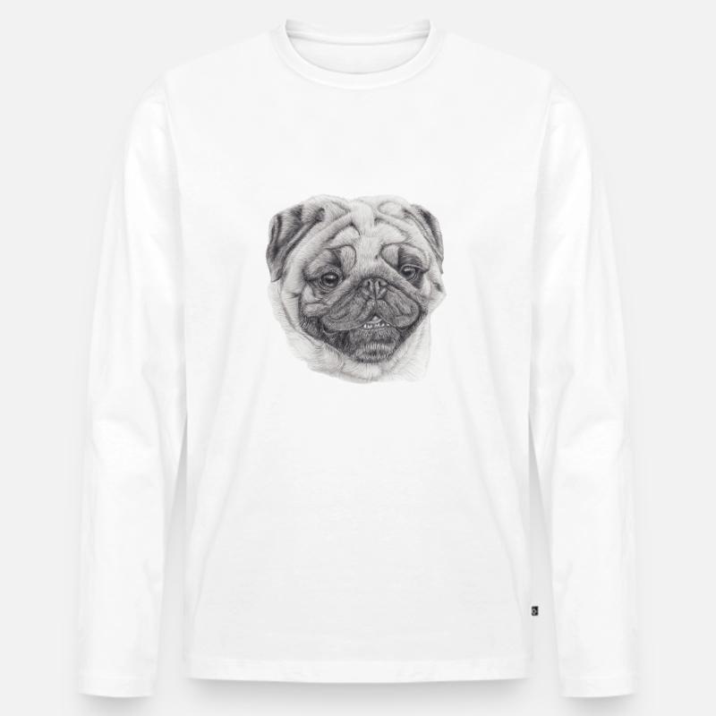 Mops Mops 2 - Männer Premium Bio Langarmshirt - Weiß