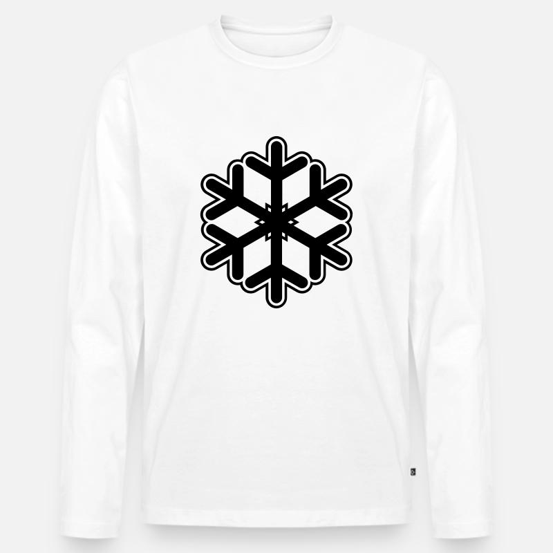 Schneeflöckchen Schnee - Männer Premium Bio Langarmshirt - Weiß