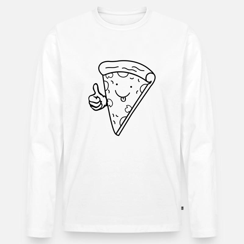 pizza comic 01 - Männer Premium Bio Langarmshirt - Weiß